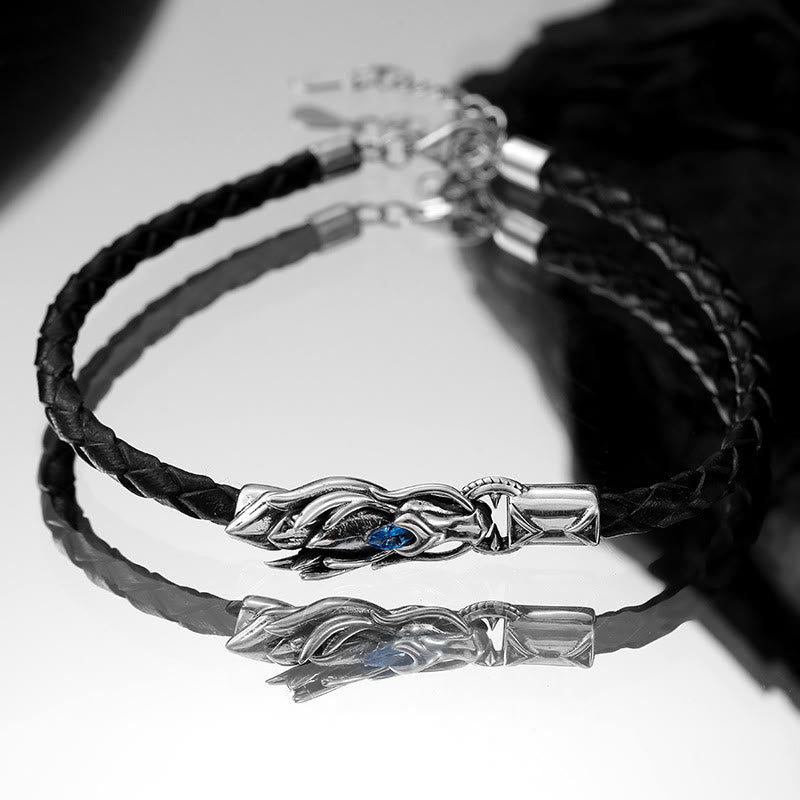 Mythstone 925 Sterling Silver Year of the Dragon Blue Zircon Design Success Bracelet Necklace Pendant