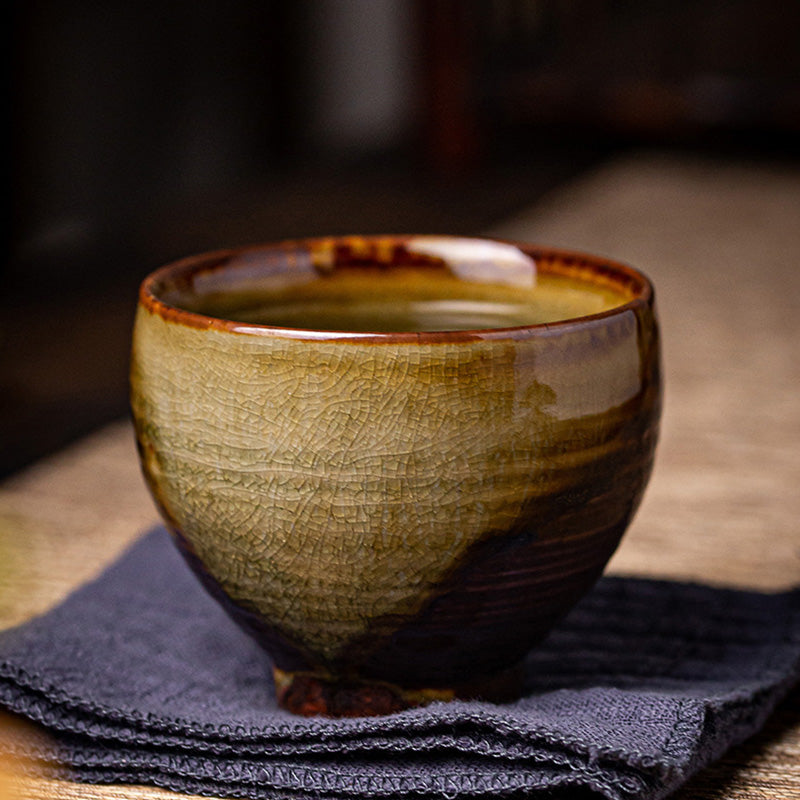 Mythstone Retro Brown Kiln Change Ceramic Teacup Kung Fu Tea Cup