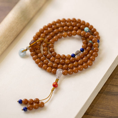 Pulsera de meditación con bendición de semillas Bodhi de 108 cuentas Mythstone Mala 