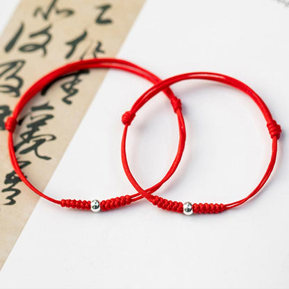 Mythstone 925 Sterling Silver Luck Bead Protection Red String Braided Bracelet