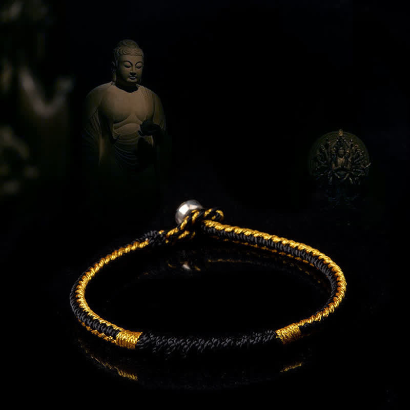 Pulsera trenzada tibetana hecha a mano con protección de la suerte Mythstone