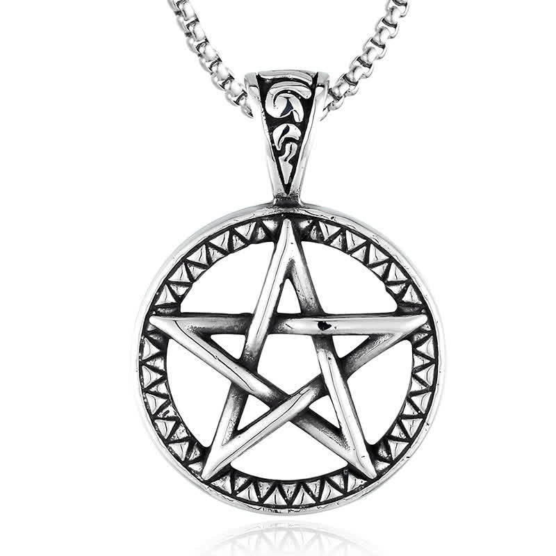 Mythstone Pentagram Titanium Steel Balance Necklace Pendant