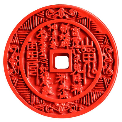 Mythstone Natural Cinnabar Mountain Ghosts Spend Money Bagua Design Blessing Necklace Pendant