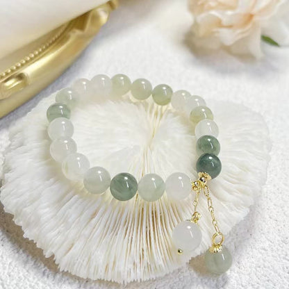 Mythstone Natural Gradient Jade Abundance Luck Bead Charm Bracelet