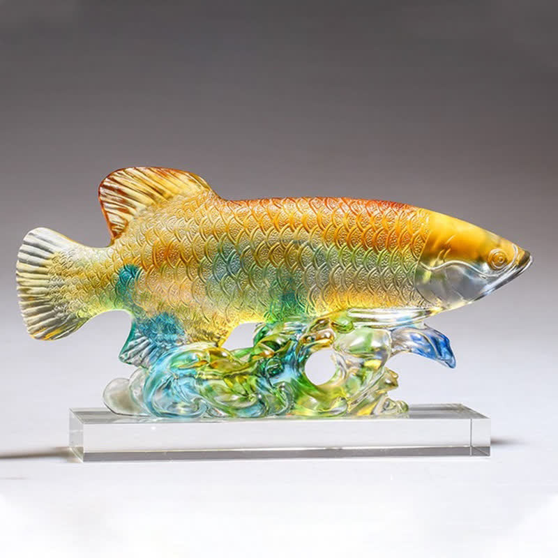 Pieza de arte de pez koi de cristal Liuli hecha a mano de Mythstone para decoración del hogar y la oficina