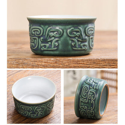 Mythstone Sanxingdui Ceramic Teacup Kung Fu Tea Cup With Bag