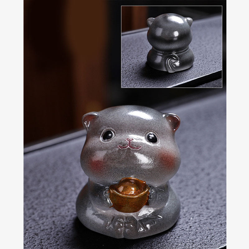 Mythstone Color Changing Cute Mini Cat Resin Tea Pet Wealth Home Figurine Decoration