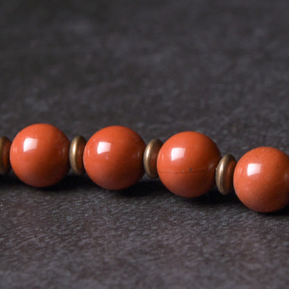 Mythstone Red Jasper Moss Agate Black Obsidian Crystal Copper Peace Couple Bracelet