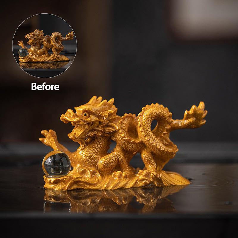 Mythstone Year Of The Dragon Color Changing Resin Luck Success Tea Pet Home Figurine Decoration