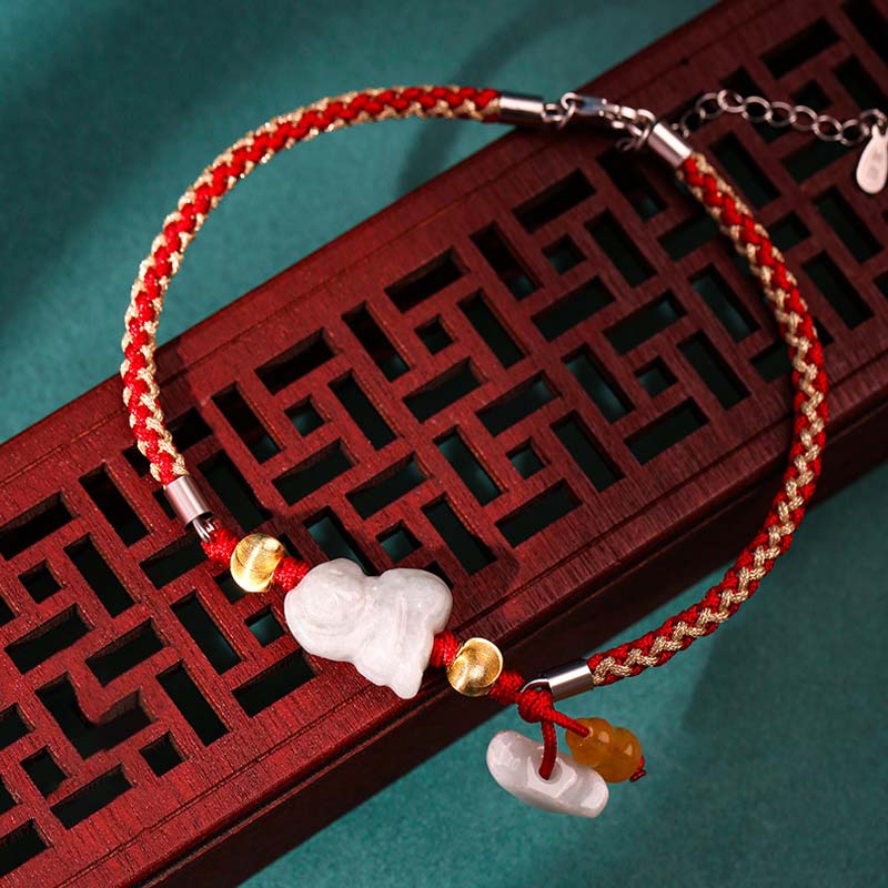 Pulsera de hilo rojo de jade y prosperidad del zodíaco chino Mythstone