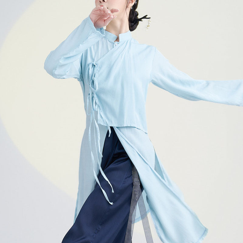 Mythstone 2Pcs Classical Dance Clothing Zen Tai Chi Meditation Clothing Cotton Top Pants Women's Set