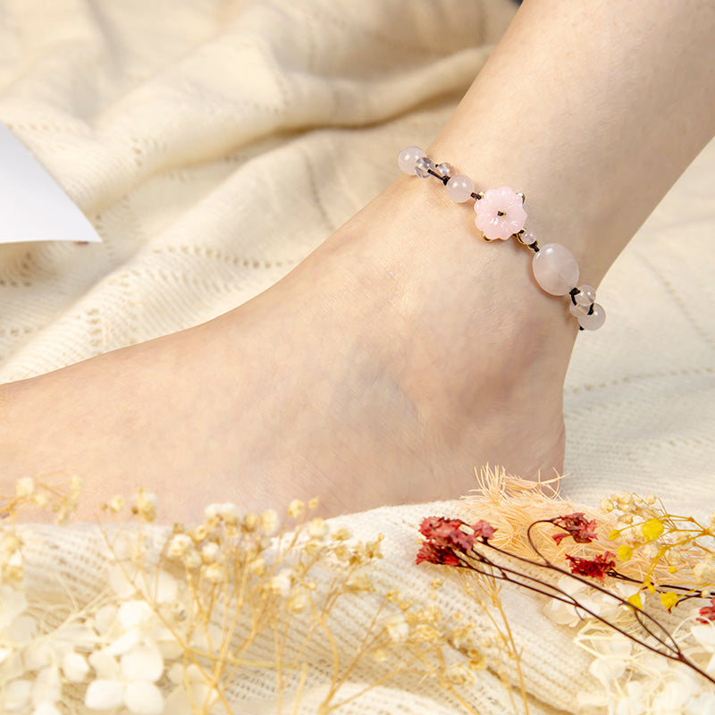 Mythstone The Flower of Love Pink Crystal Soothing Anklet