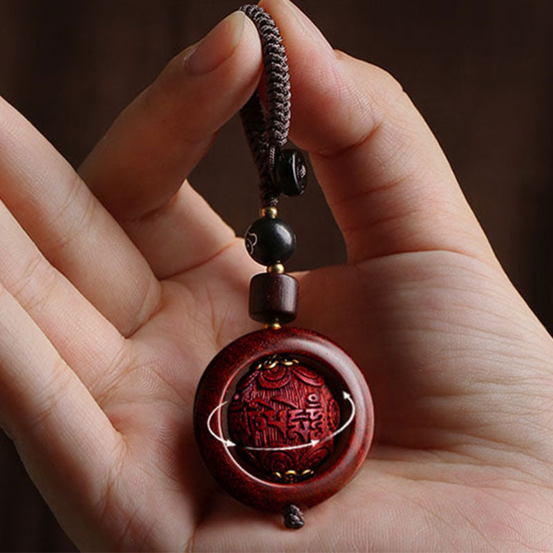 Mythstone Tibetan Small Leaf Red Sandalwood Ebony Luck Protection Rotation Decoration