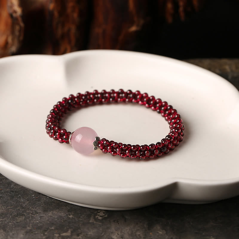 Mythstone Natural Garnet Pink Crystal Red Agate Amazonite Bead Protection Bracelet