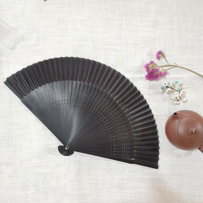 Mythstone Simple Hollow Engraved Handheld Bamboo Folding Fan