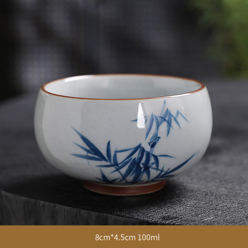 Mythstone Lotus Flower Leaf Bamboo Ceramic Teacup Kung Fu Tea Cups