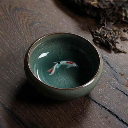 Mythstone Colorful Koi Fish Ceramic Teacup Kung Fu Tea Cup Bowl