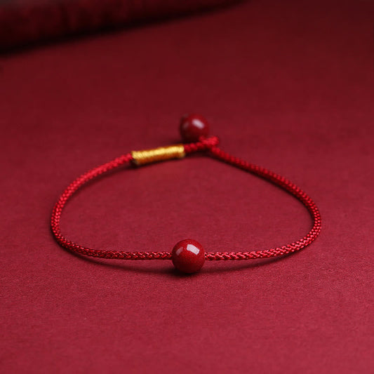 Mythstone Natural Cinnabar Red Agate Blessing Red String Bracelet