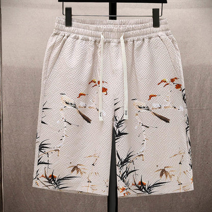 Mythstone Landscape Coconut Trees Magpie Pattern Short Sleeve Shorts Men's Set