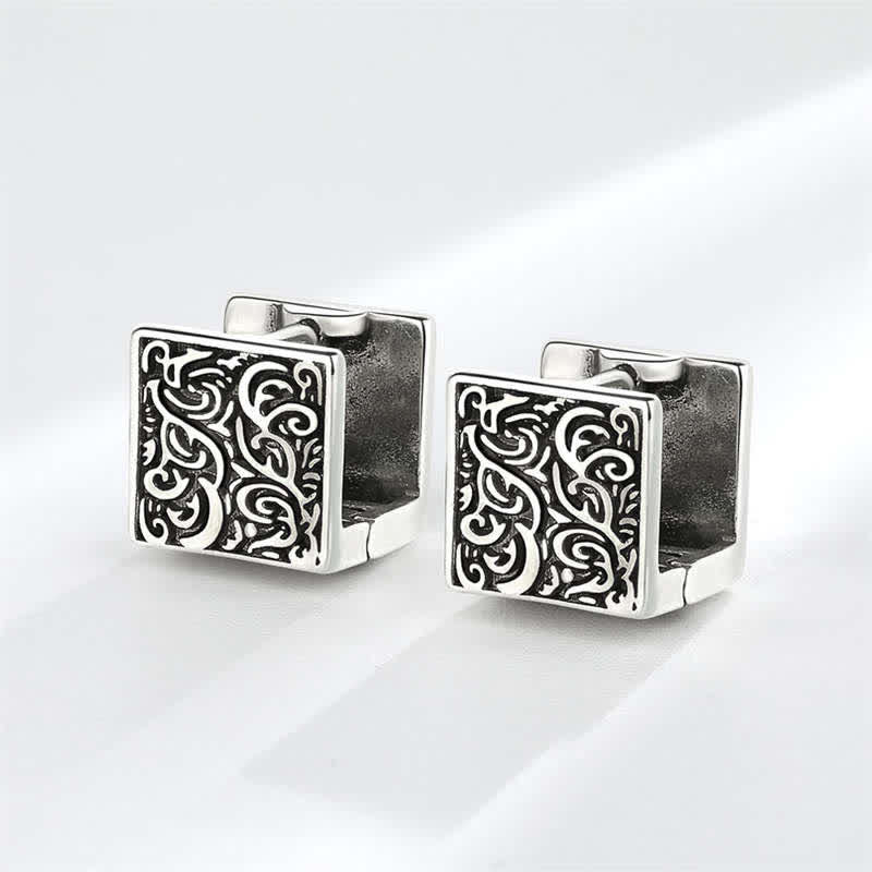 Mythstone Grass Pattern Square Stud Earrings