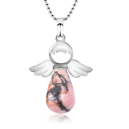 Colgante de cristal natural con alas de ángel de Mythstone para la suerte 