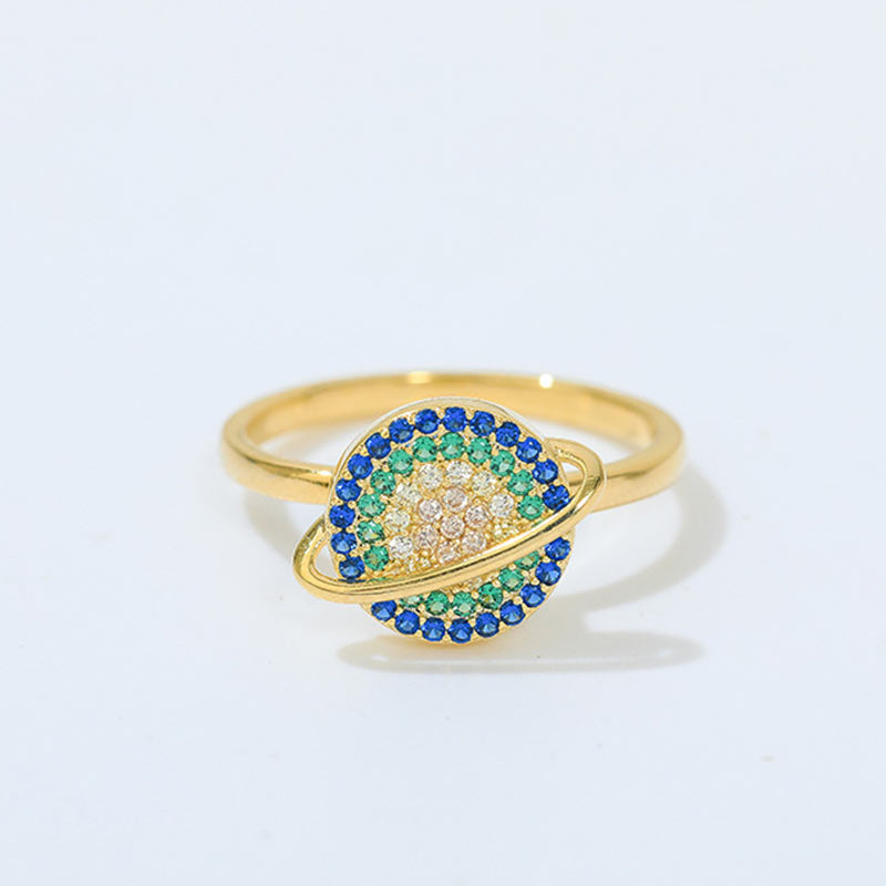 Mythstone Colorful Zircon Copper Wealth Rotatable Ring