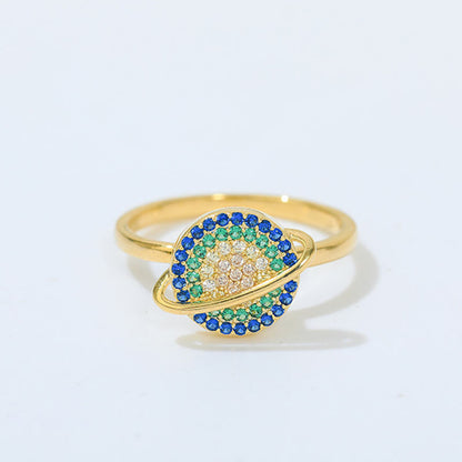 Mythstone Colorful Zircon Copper Wealth Rotatable Ring