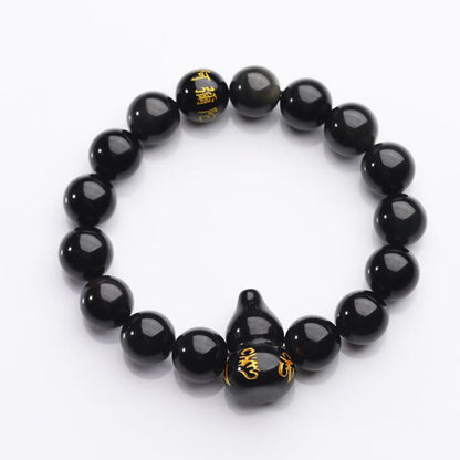 Mythstone Rainbow Obsidian Gourd Om Mani Padme Hum Inner Peace Bracelet