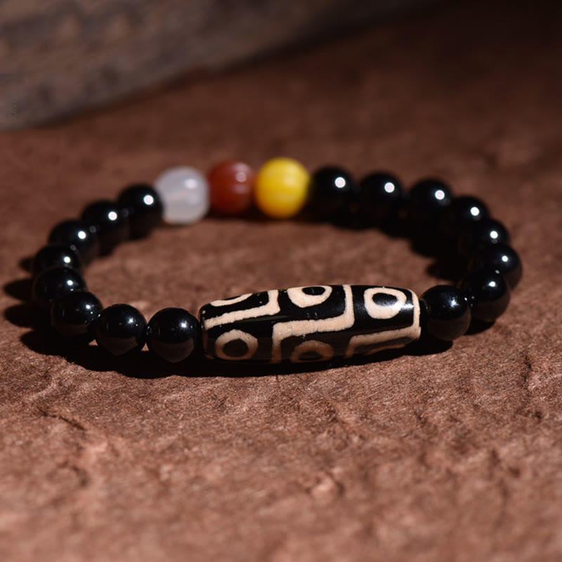 Mythstone Tibetan Natural Nine-Eye Dzi Bead Wealth Power Bracelet