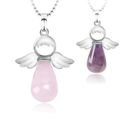 Colgante de cristal natural con alas de ángel de Mythstone para la suerte 