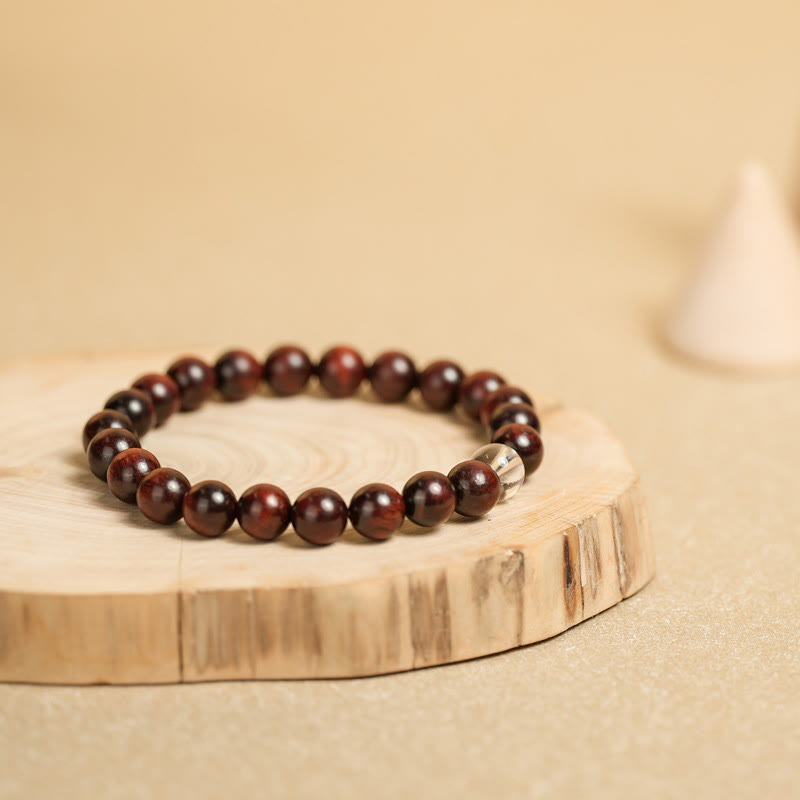 Mythstone Small Leaf Red Sandalwood White Crystal Protection Bracelet