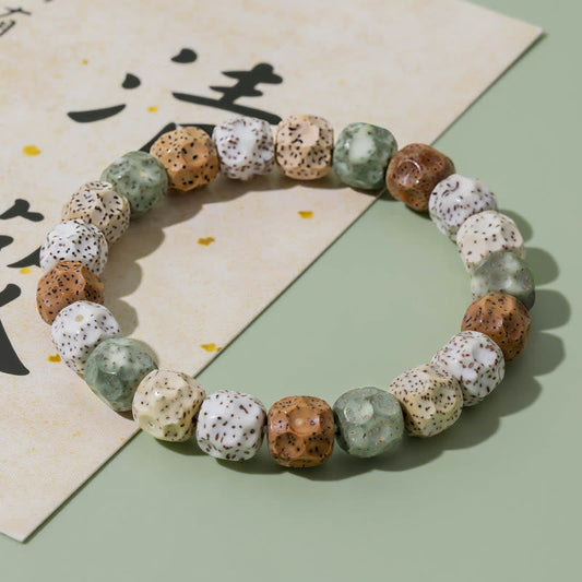 Pulsera de riqueza y auspiciosidad con semillas de Bodhi de colores naturales Mythstone 