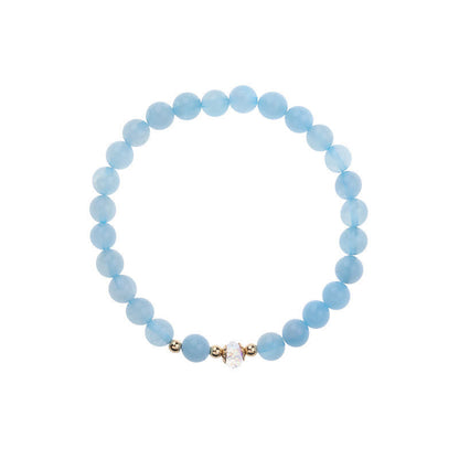 Mythstone 14K Gold Plated Copper Aquamarine White Crystal White Agate Blue Crystal Healing Bracelet