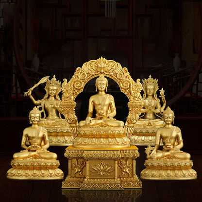 Mythstone Shakyamuni Amitabha Medicine Buddha Figurine Serenity Copper Statue Home Decoration