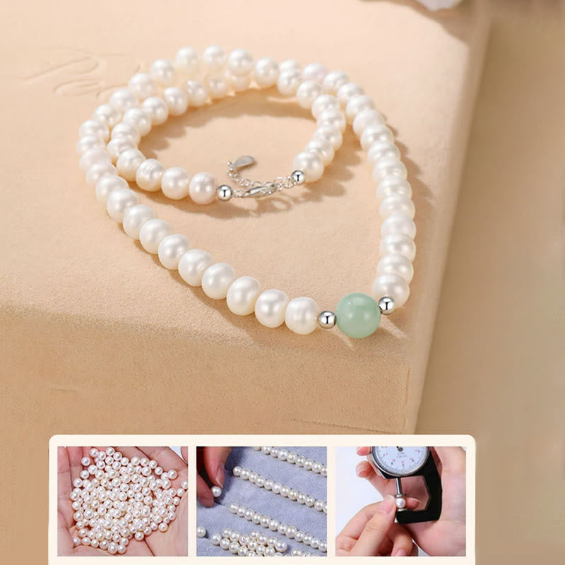 Mythstone 925 Sterling Silver Natural Pearl Jade Healing Necklace Bracelet Earrings With Gift Box