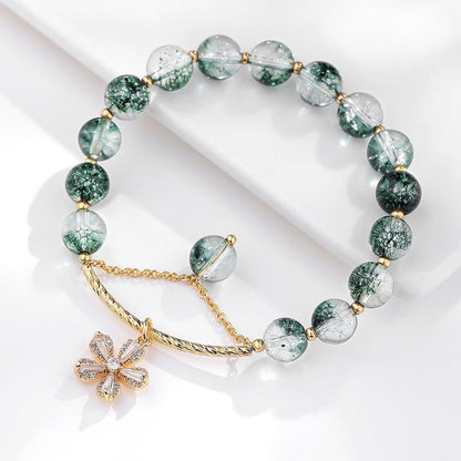 Pulsera con dije de confianza de cristal fantasma verde de MythStone 