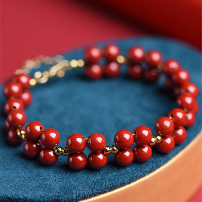 Mythstone Natural Cinnabar Beaded Blessing Bracelet