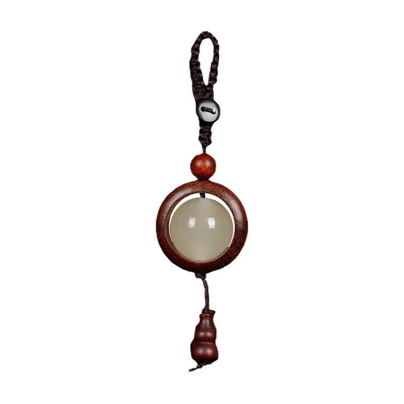 Mythstone Red Sandalwood Ebony Wood Green Sandalwood Luminous Lucky Bead Gourd Peace Key Chain