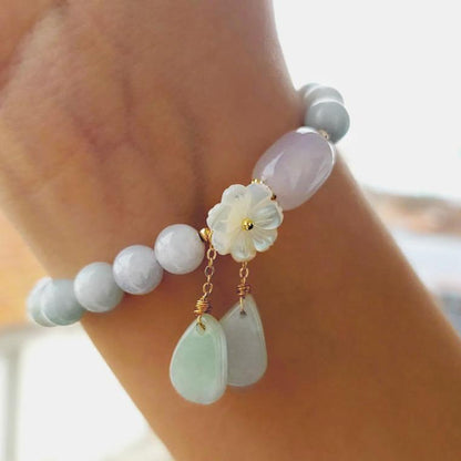 MythStone Natural White Jade Luck Bracelet