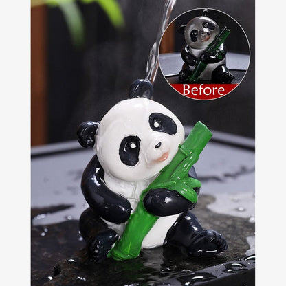 Mythstone Color Changing Small Cute Panda Bamboo Tea Pet Resin Home Figurine Decoration