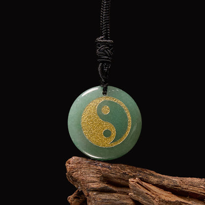 Mythstone Various Crystal Amethyst Tiger Eye Green Aventurine Yin Yang Spiritual Necklace Pendant