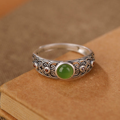 Anillo ajustable de armonía de jade cian hetiano en plata de ley 925 Mythstone 