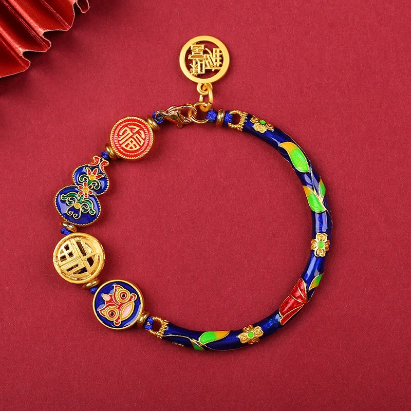 Mythstone Tibetan Gourd Fortune Happiness Lion Wealth Luck Bracelet