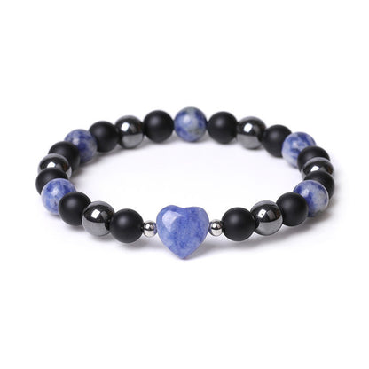 Pulsera de protección con corazón de amor y cristal de ojo de tigre y ónix negro Mythstone 