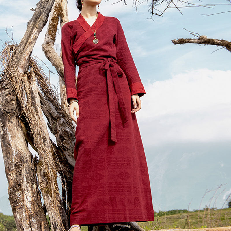 Mythstone Tibetan Dress Clothing Lhasa Long Wrap Dress Maxi Dress Women Clothing