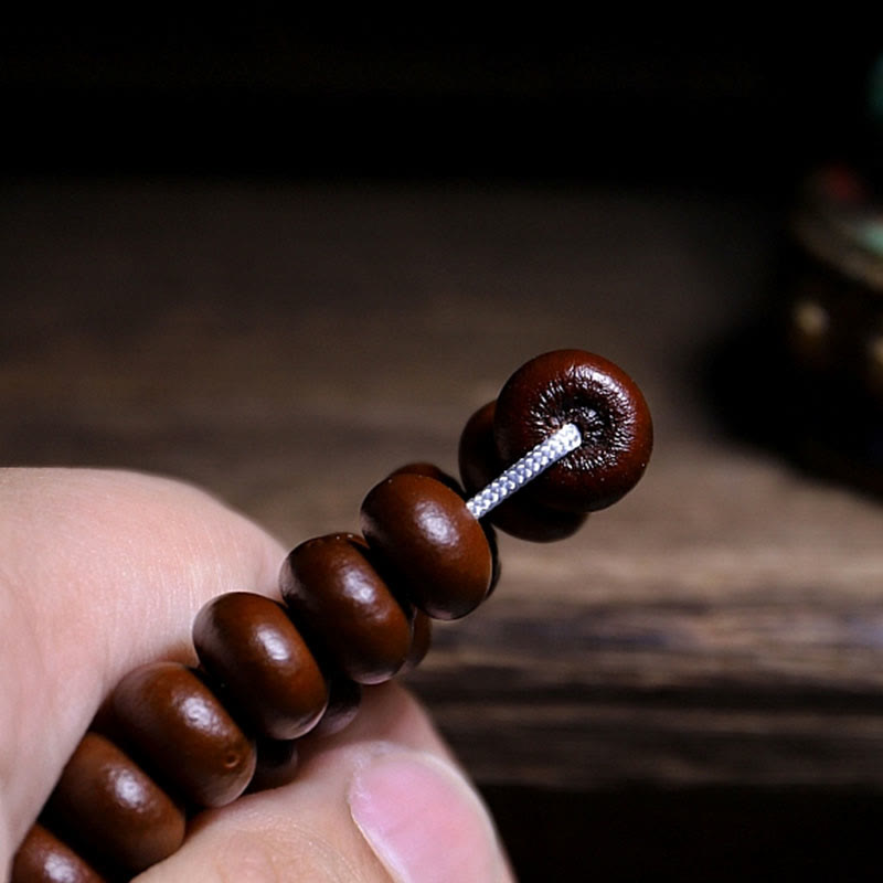 Pulsera de armonía Dorje de cobre con cuentas Dzi de tres ojos y semilla de Bodhi morada de Mythstone Natural Tibet de 108 cuentas Mala