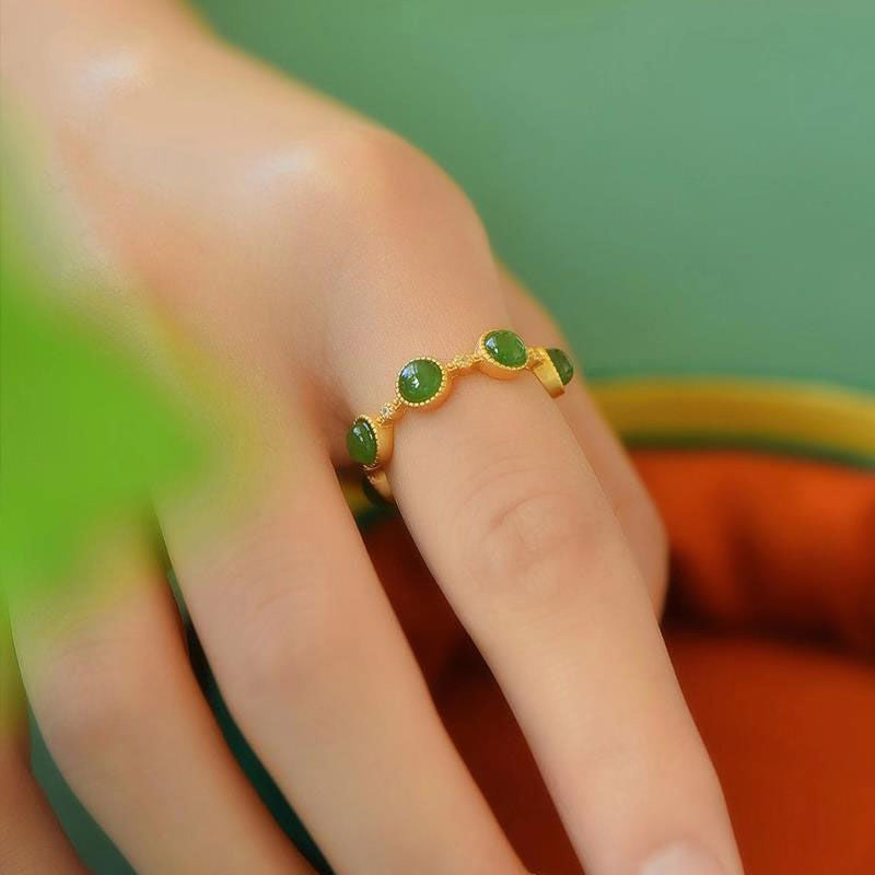 Mythstone Cyan Jade Healing Calm Adjustable Ring