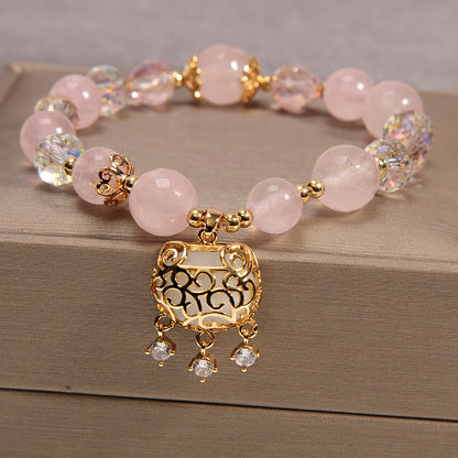 Pulsera protectora calmante de cristal rosa natural Mythstone