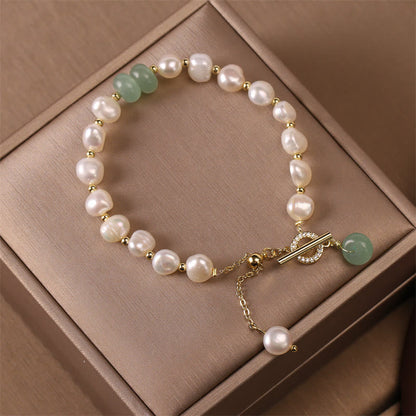 Mythstone Pearl Green Strawberry Quartz Bead Healing Chain Bracelet