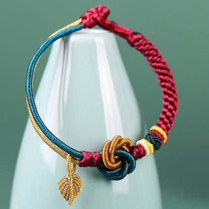 Mythstone Tibetan Handmade Mandala Knot Leaf Luck Rope Bracelet